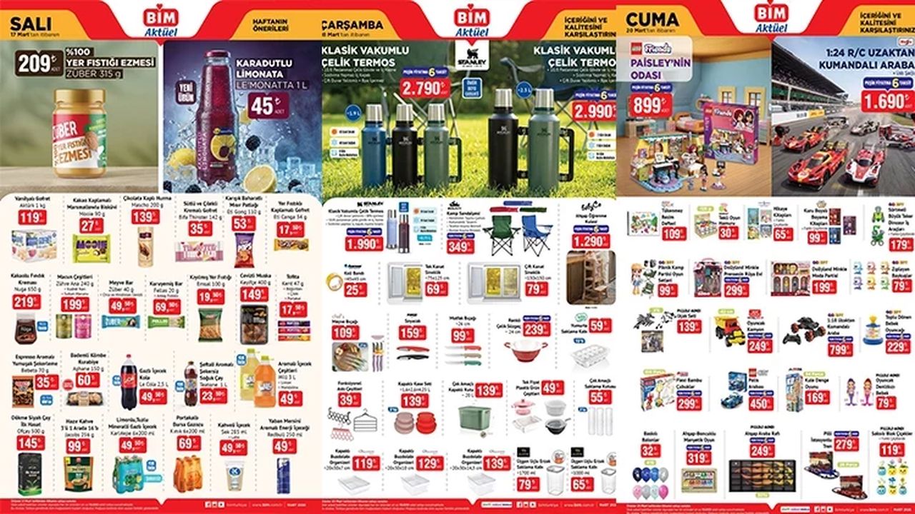 BİM Aktüel 17-18-20 Mart 2026 kataloğu yayımlandı: Elektrikli bisiklet, Stanley termos ve LG TV geliyor